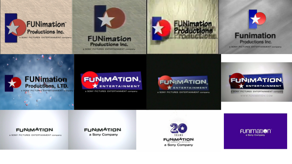 All Funimation Logos with Sony byline by CrudeNood on DeviantArt