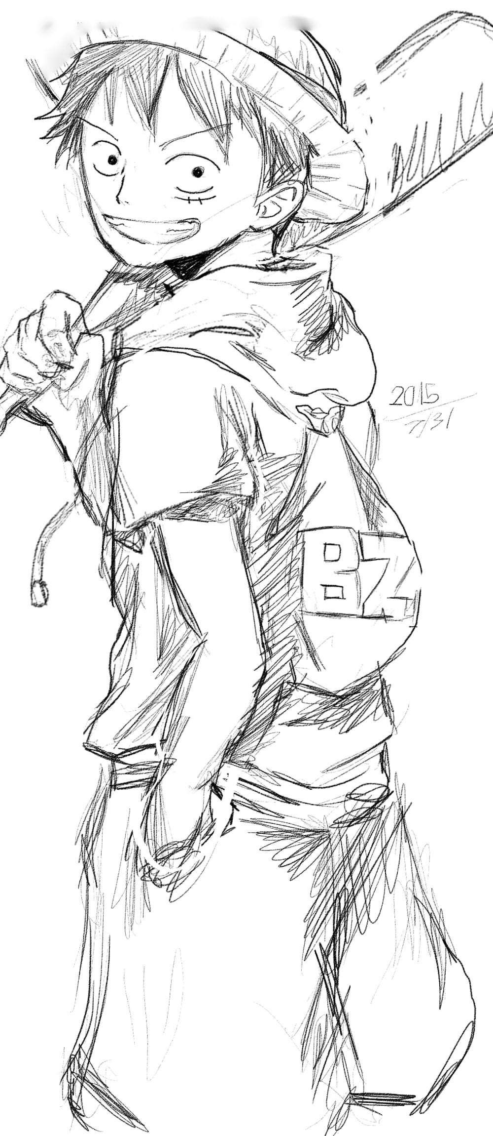 Monkey D Luffy Baseball Sketch by BaouZaker on DeviantArt