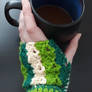 Green Strip Crochet Fingerless Gloves