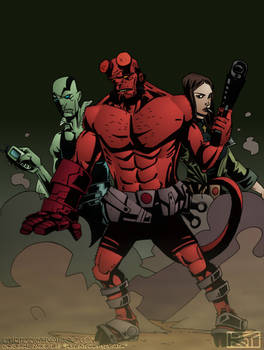 Abe, Hellboy and Liz - Colour