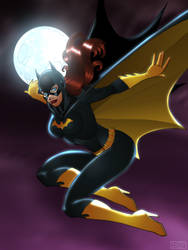 Batgirl In Flight - Coloured