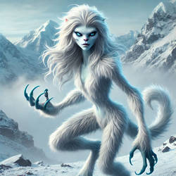 Ms. Yeti in the mountains