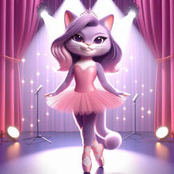 Purple Kitty Ballerina