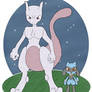 Mewtwo and Riolu