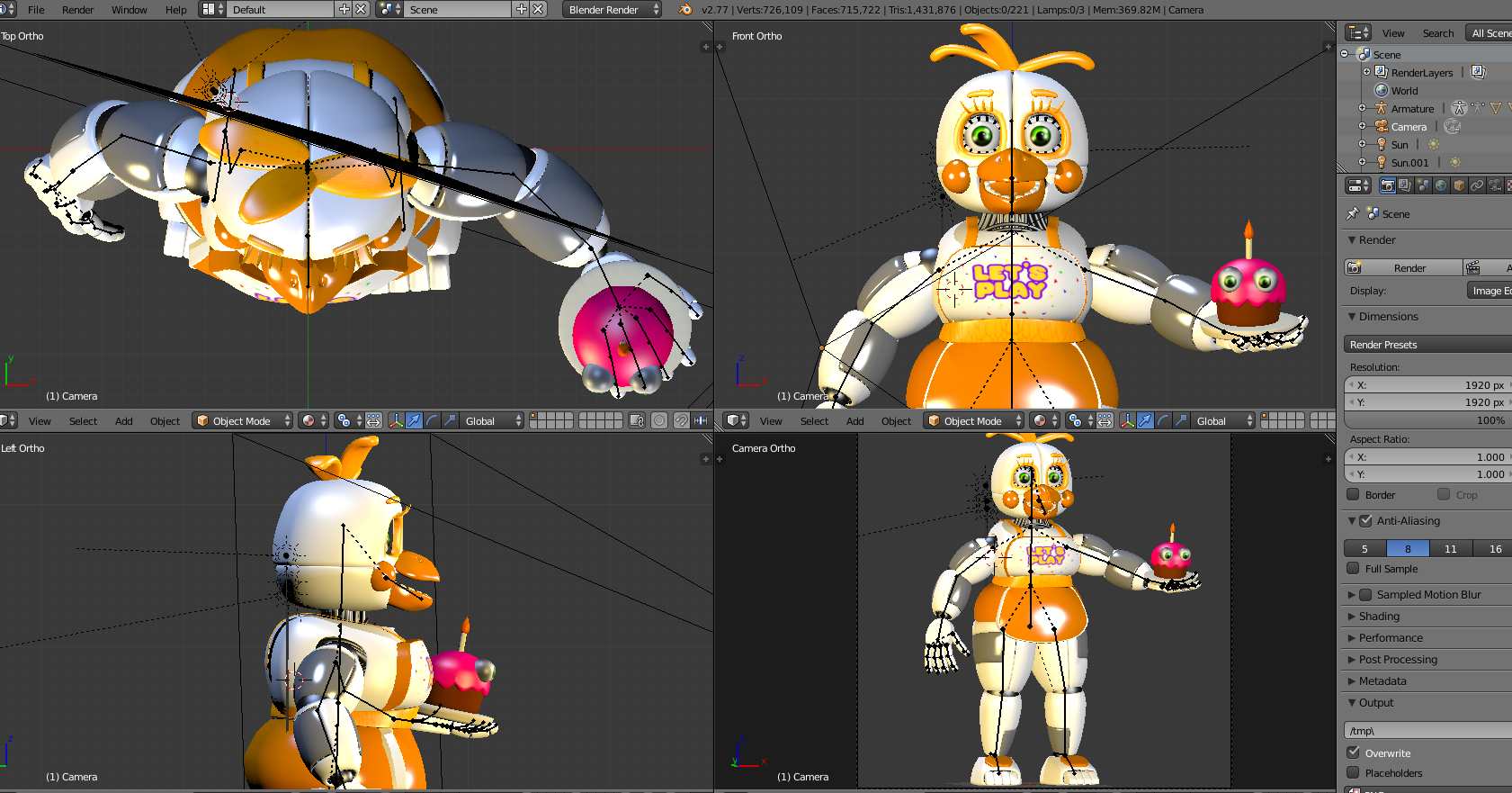 FnaF/Blender] Funtime Chica Random Renders #3 by AzamatBlender on  DeviantArt