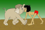 Hathi Junior and Mowgli