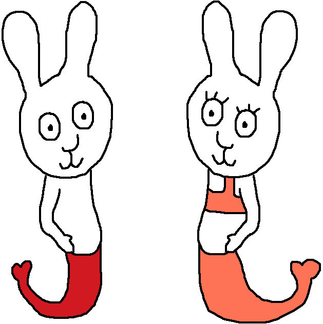 Simon Rabbit and Lou as merpeople by lilkanyongmail on DeviantArt