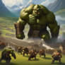 Colossal-giant-ogres-raiding-on-large-village-in-a