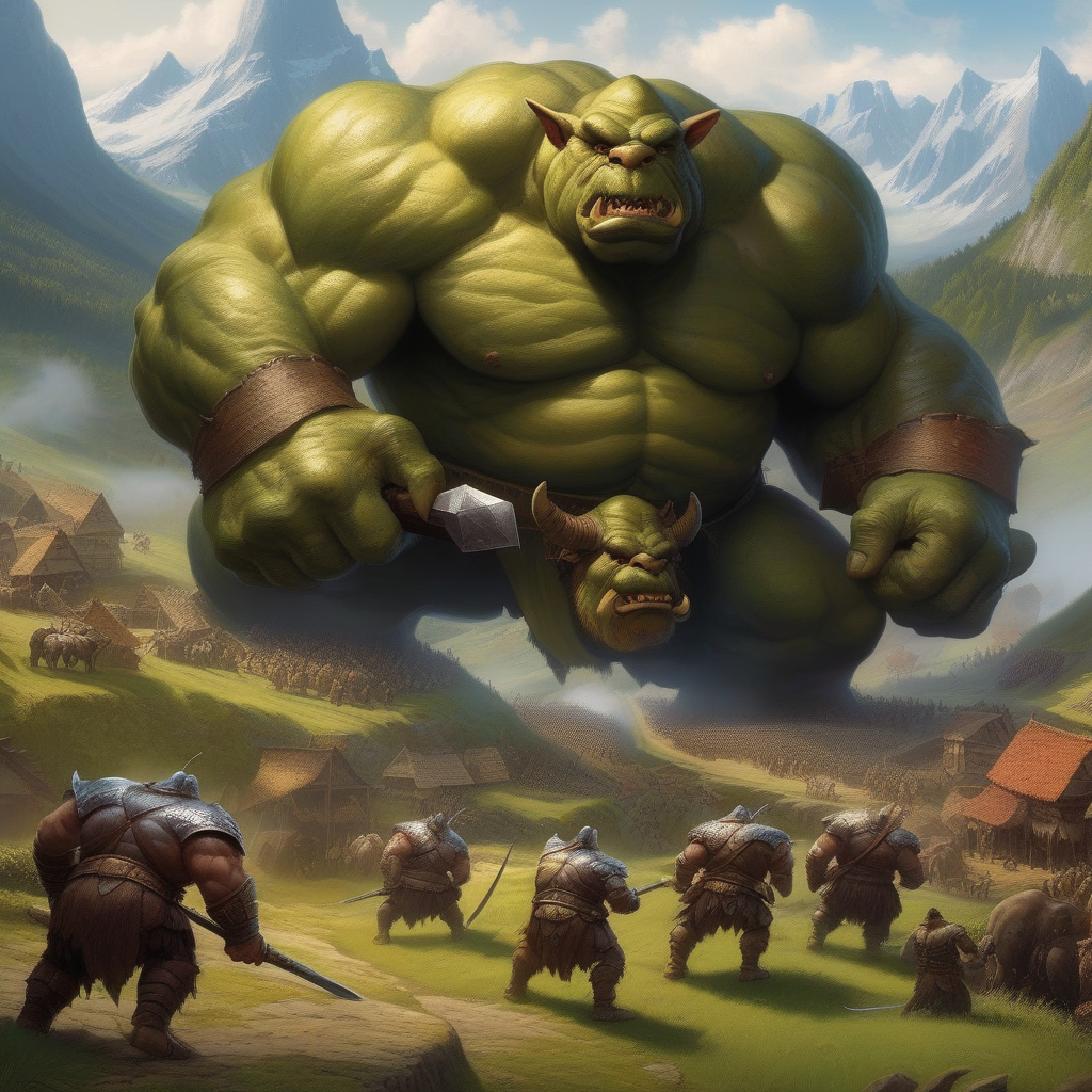 Ogres Baseins Colossal-giant-ogres-raiding-on-large-village-1 by MostKryptic on ...
