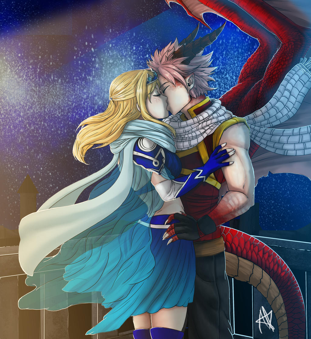 Natsu and Lucy hug/kiss Dragon Cry by genezizpa on DeviantArt