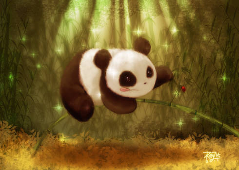 Golden Sparkly Panda Forest