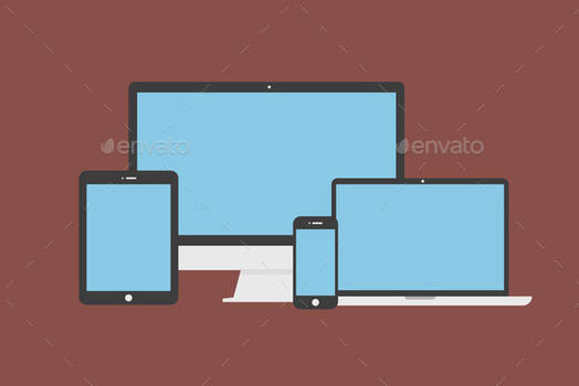 Computer and Mobile Devices Flat Illustration