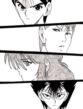 Yusuke, Kuwabara, Kurama and Hiei