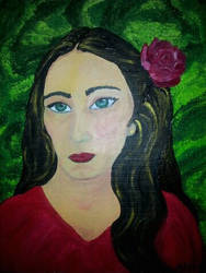 Asiya self portrait with flower in the hair