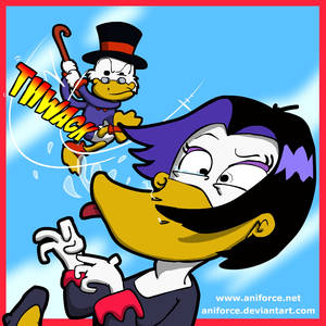 Scrooge McDuck beating the hell out of Magica