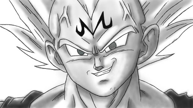 Majin Vegeta black and white