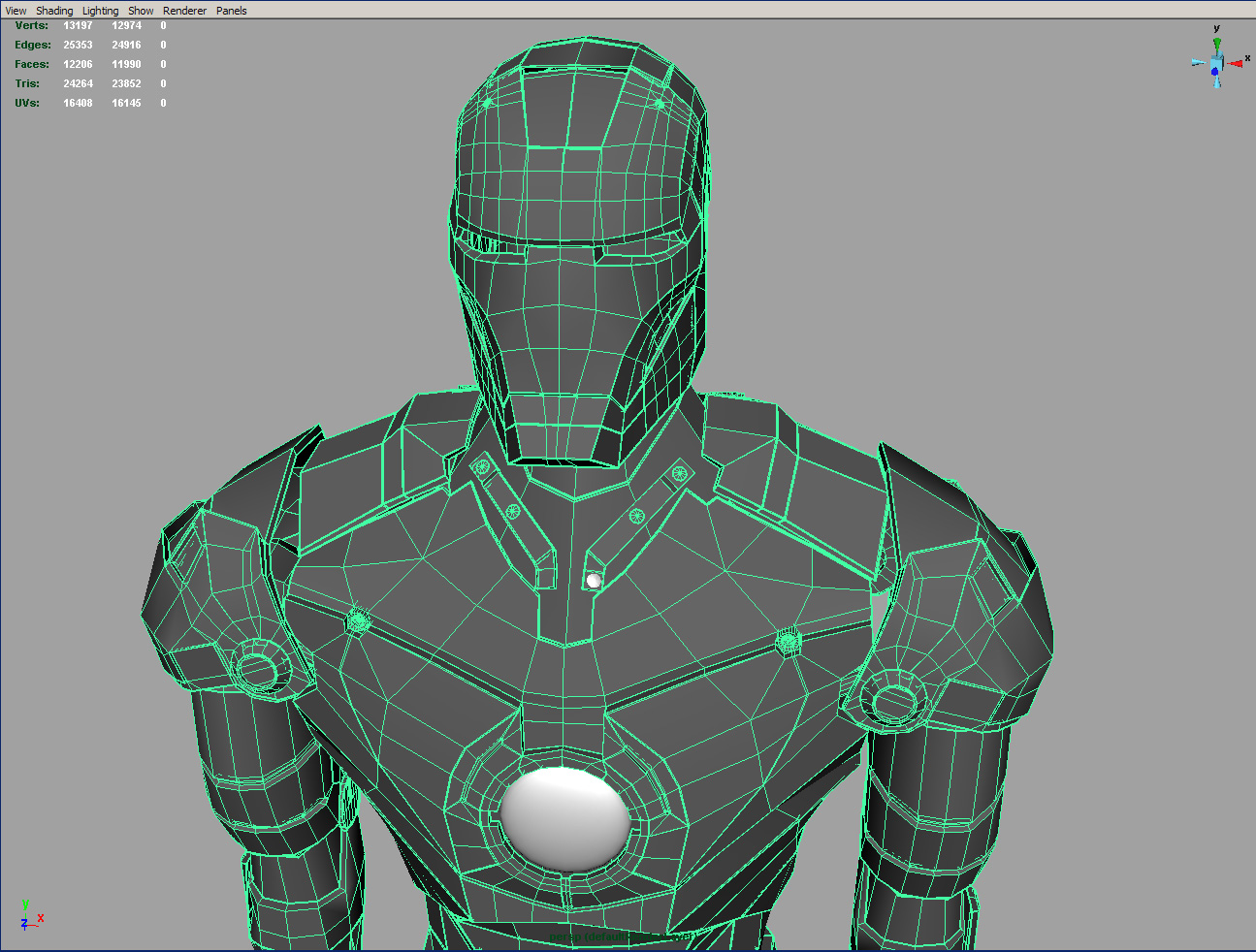 Iron Man Gray Wireframe