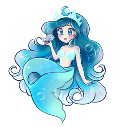 Chibi Blue Mermaid- gift for my friend
