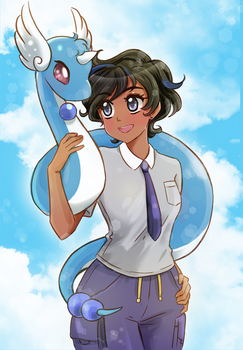 Pokemon Trainer and Dragonair- commission