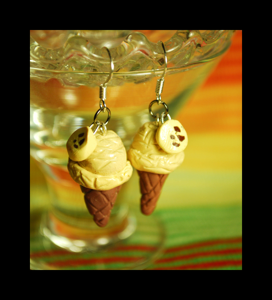 Banana Ice Cream Cone Earrings