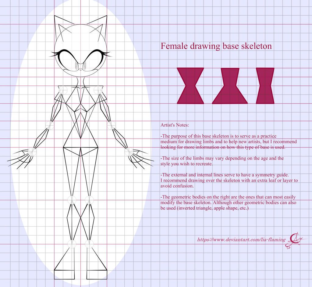Skeleton Base Character Female drawing base skeleton (OC sonic) by Lia-Flaming on DeviantArt