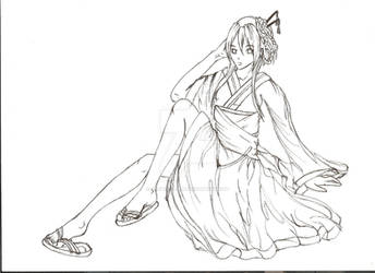 Tashika kimono girl lineart