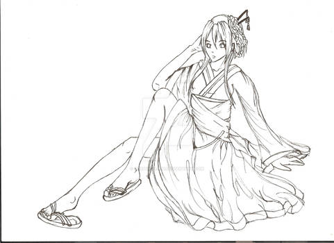 Tashika kimono girl lineart