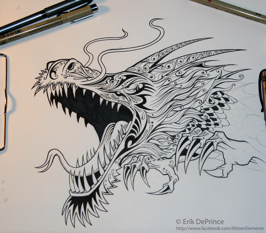 Tattoo dragon in progress.