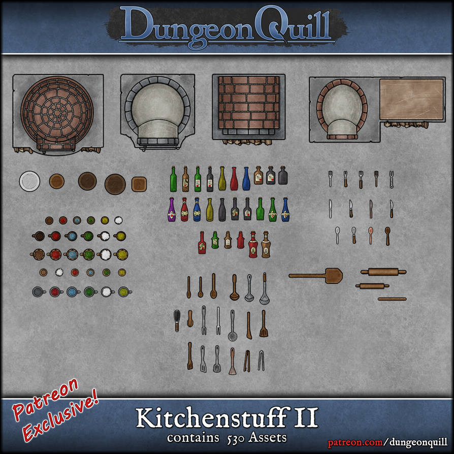 Dungeon Rack Kitchen DQ Pack Theme 07 Kitchen II by DungeonQuill on DeviantArt