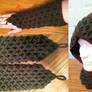 Crochet hood with matching gauntlets