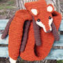 Fire Tweed Faux Fox Scarf, Chocolate accents