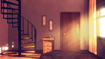 Anime Style Background - Spiral Staircase