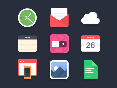 Flat icons PSD + 3 dribbble invites