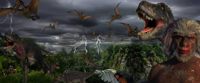 Dinosaurs pterodacytls and cavemen - STORMS!