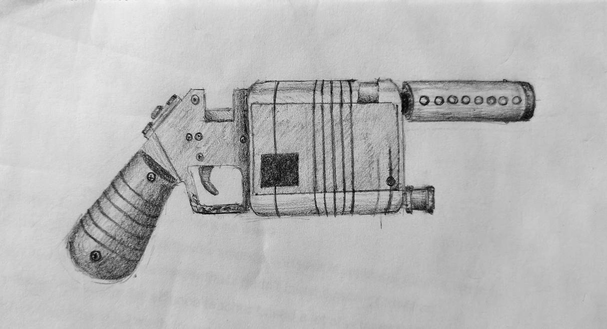 Blaster Rifle Drawing NN-14 Blaster Pistol Drawing (Rey's Gun Sketch) by LaGzEdits on DeviantArt