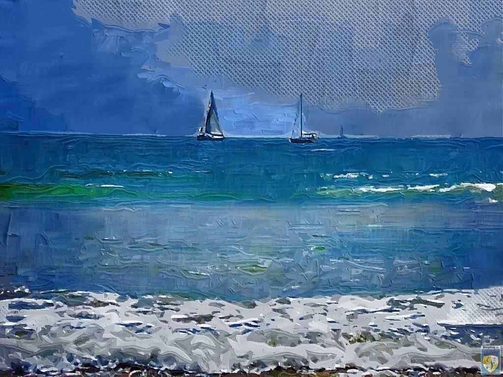 Sea sky and sailboats