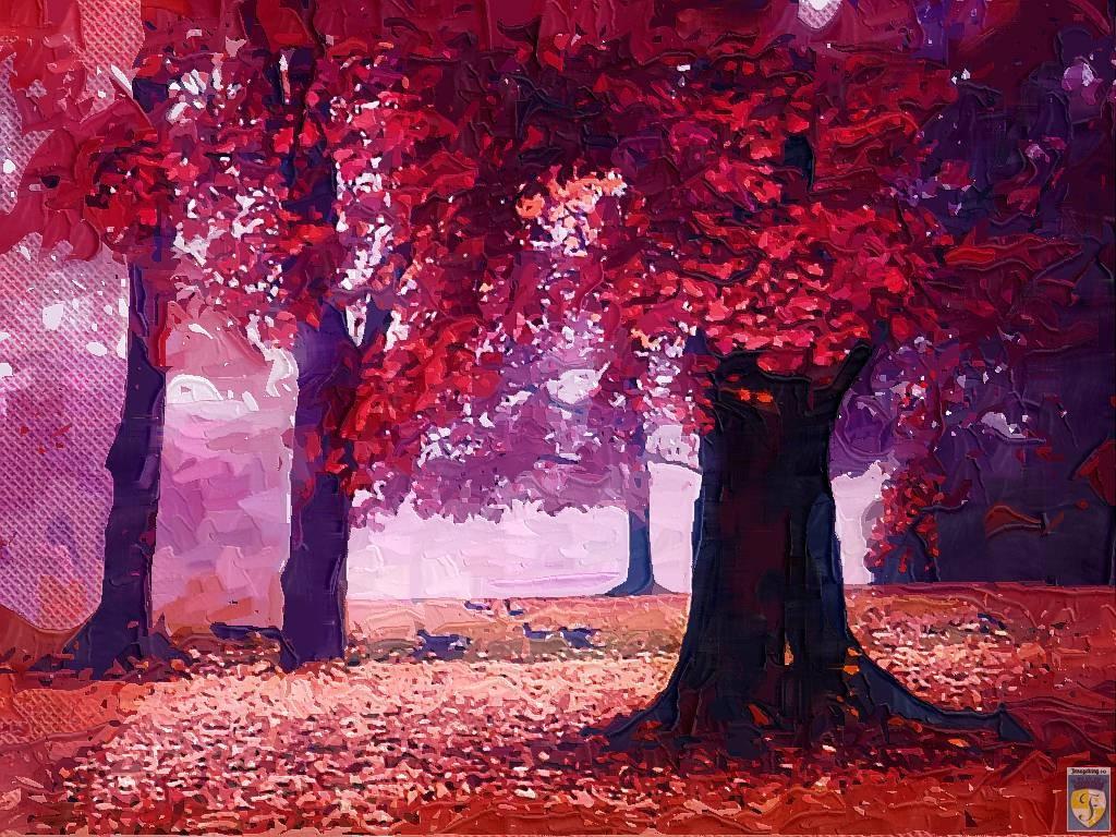 red trees