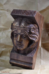 carving practice- art nouveau head 2 by nightserpent