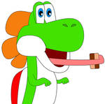 Yoshi stick a cookie with his tongue (2024) by SuperMarioFan65