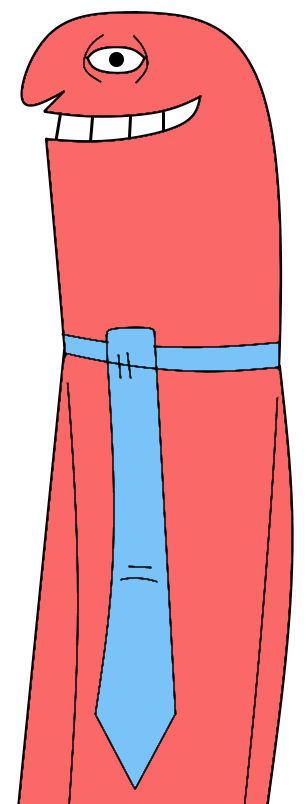 Official artwork of Alan from Smiling Friends with his iconic wide grin and red hair