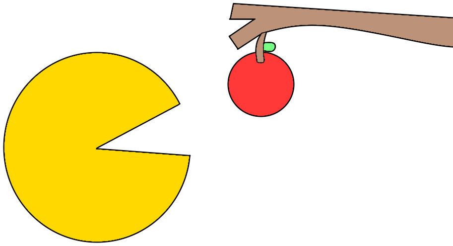 Pac-Man see a apple on a tree branch by SuperMarioFan65 on DeviantArt