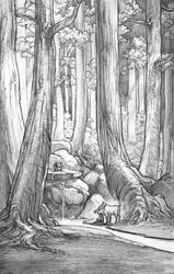 Ashitaka and Yakkul in the Forest