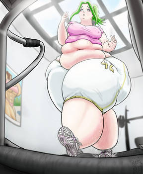 Fat girl working out