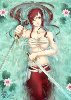 Erza Scarlet in the lotus pond