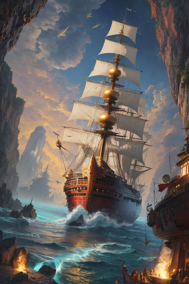 DreamShaper v6 A magnificent pirate ship emerges f by EmilianoAI on ...