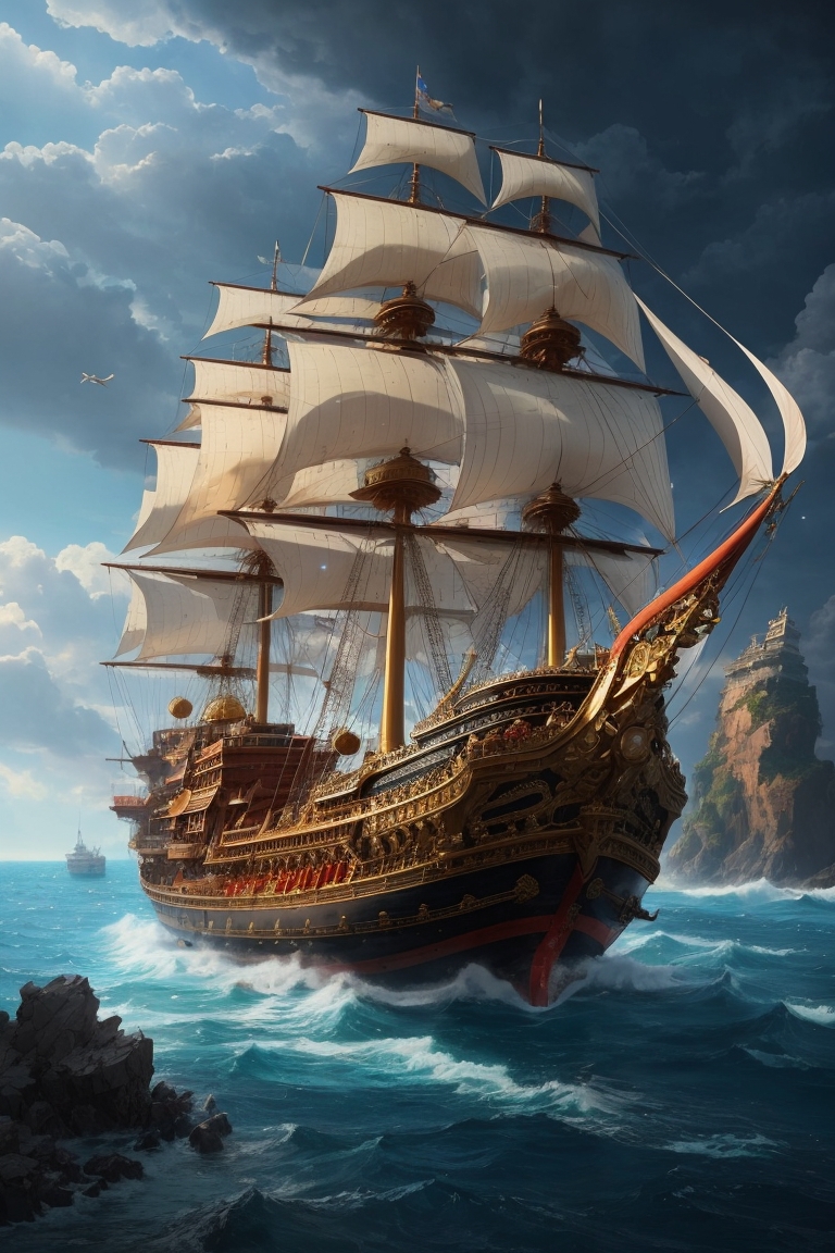 DreamShaper v6 A magnificent pirate ship emerges f by EmilianoAI on ...