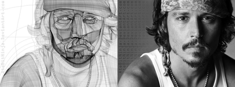 Johnny Depp - Vector Wireframe