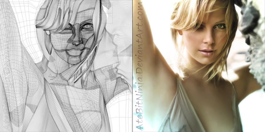 Charlize Theron - Vector WIreframe