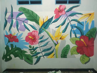 Tropical Mural for Vlogger Background