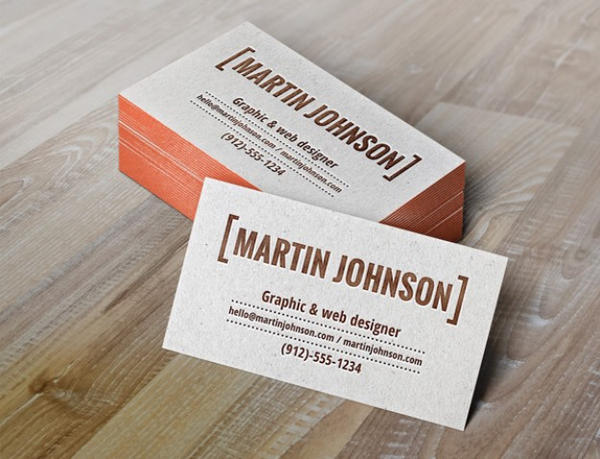 Business cards mockup with letterpress